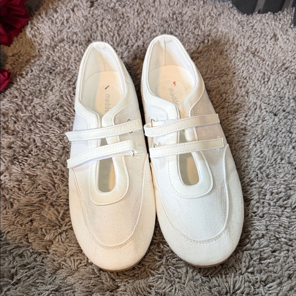Madden Girl White Mary Jane Strap Flats